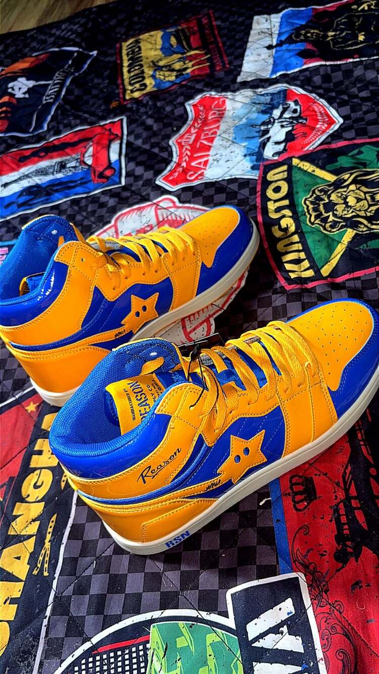 Reason Clothing Shooting Star High Top Sneakers Yellow and Blue